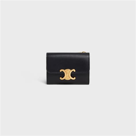 celine triomphe wallet with coin purse|Celine triomphe compact wallet.